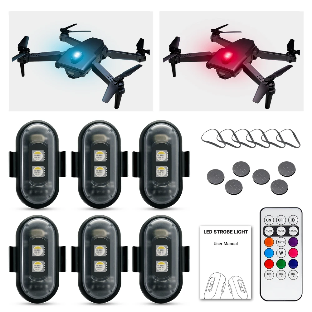 Drone Strobe Light - ไฟแฟลชรถจักรยานยนต์, ควบคุมด้วย APP RGB LED, สากลสําหรับสกู๊ตเตอร์/รถยนต์/หมวกกันน็อค/โดรน,