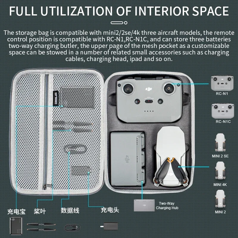 Mini 2 กระเป๋าสะพาย PU แบบพกพา - Drone Carrying Case บทวิจารณ์และราคา